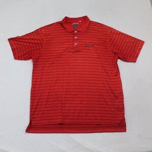 Adidas Men Red Golf Polo Shirt Short Sleeve Striped Size Large